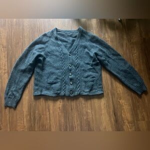 Vintage Gray Button-Up Cardigan
